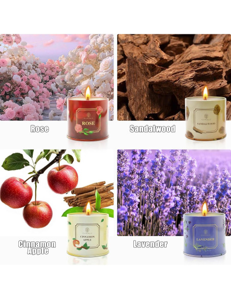 Juego de 4 Velas Aromáticas de Cera de Soja Lamway 184g Juego de 4 Velas Aromáticas de Cera de Soja Lamway 184g