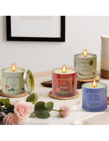 Juego de 4 Velas Aromáticas de Cera de Soja Lamway 184g