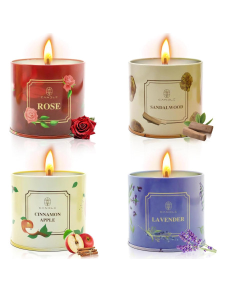 Juego de 4 Velas Aromáticas de Cera de Soja Lamway 184g Juego de 4 Velas Aromáticas de Cera de Soja Lamway 184g