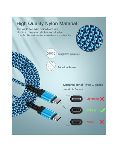 Cable USB C a USB C 1.83 m AILKIN Carga Rápida Compatible iPhone
