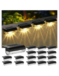 Luces de Escalera Solares Mancra 16 Piezas IP44 Blanco Cálido