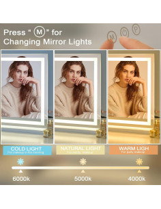 Espejo de Maquillaje Sucedey 23x18" con Luz LED y Aumento 10x 2