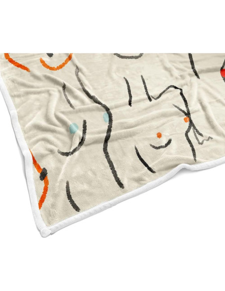 Manta de viaje JAWO 152x203 cm forro polar floral beige Manta de viaje JAWO 152x203 cm forro polar floral beige