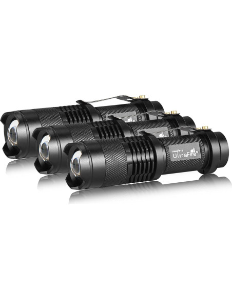 Linterna LED Táctica UltraFire SK68 - Paquete de 3, 300 Lúmenes Linterna LED Táctica UltraFire SK68 - Paquete de 3, 300 Lúmenes