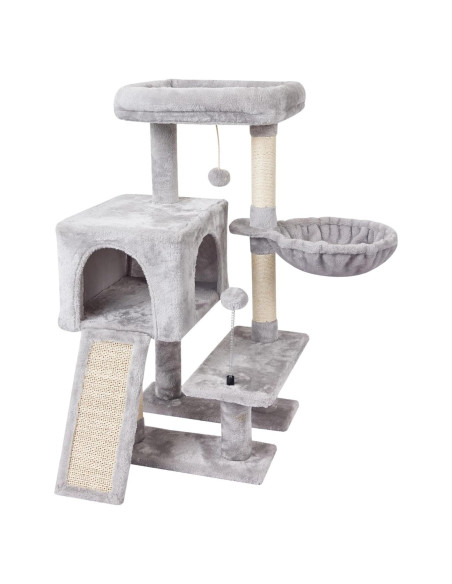 Árbol para Gatos MIAO PAW Gris con Rascador y Plataforma Árbol para Gatos MIAO PAW Gris con Rascador y Plataforma