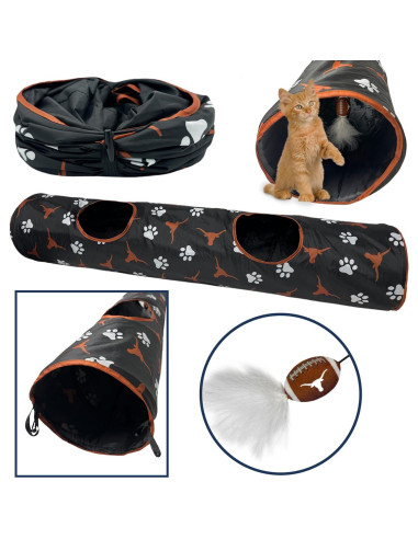 Juguete túnel para gatos Pets First Texas Longhorns con peluche