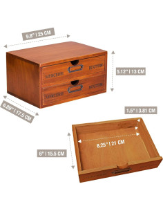 Organizador de Escritorio de Madera Primo Supply con 2 Cajones 2