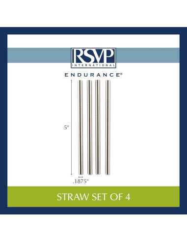Pajitas Reutilizables RSVP Internacional Acero Inoxidable 12.7 cm - Set de 4