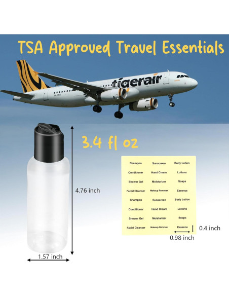 6 Botellas de Viaje Gmleey 100 ml A Prueba de Fugas TSA 6 Botellas de Viaje Gmleey 100 ml A Prueba de Fugas TSA