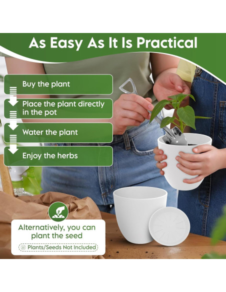 Kit de Jardín Interior JNGrow - Macetas Grandes y Regadera Blanca Kit de Jardín Interior JNGrow - Macetas Grandes y Regadera Blanca