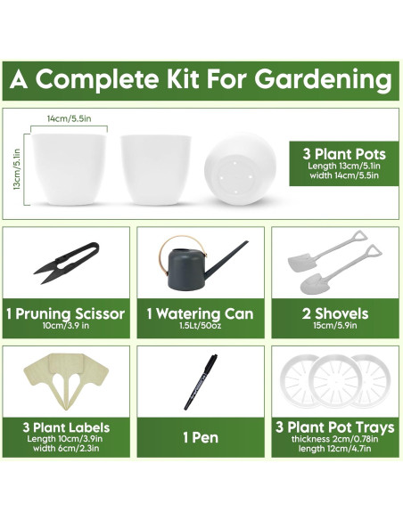 Kit de Jardín Interior JNGrow - Macetas Grandes y Regadera Blanca Kit de Jardín Interior JNGrow - Macetas Grandes y Regadera Blanca