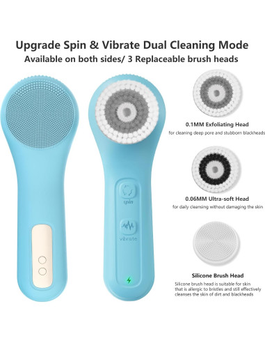 Exfoliador Facial WOVAZUS J08 Azul, 8 Modos, Recargable, IPX7