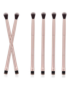 Set de 6 Brochas de Maquillaje para Ojos Oro Rosa 2 en 1
