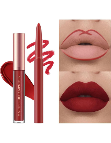 Juego de Maquillaje URQT 6 Piezas Labiales Mate y Lápices Juego de Maquillaje URQT 6 Piezas Labiales Mate y Lápices