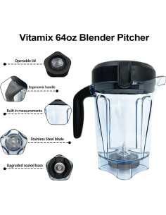 Jarra de Reemplazo Vitamix 64oz Senlee Bajo Perfil 2