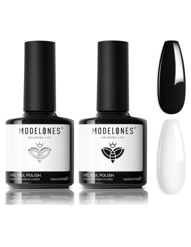 Kit de Esmalte de Uñas en Gel Modelones 15ml Negro y Blanco