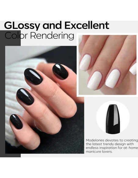 Kit de Esmalte de Uñas en Gel Modelones 15ml Negro y Blanco Kit de Esmalte de Uñas en Gel Modelones 15ml Negro y Blanco