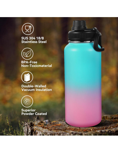 Botella de Agua Aislada Neihepal 32 oz Acero Inoxidable Doble Pared