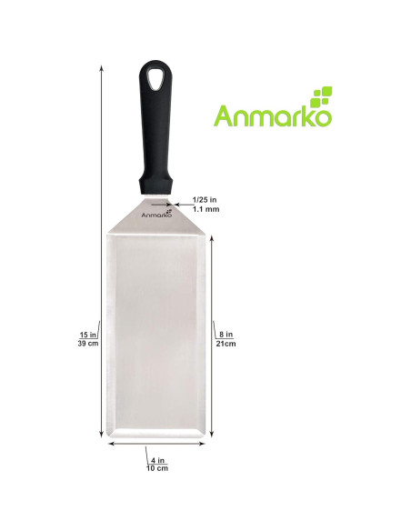Espátula de Acero Inoxidable Anmarko 20x10 cm - Volteador y Raspador Espátula de Acero Inoxidable Anmarko 20x10 cm - Volteador y Raspador