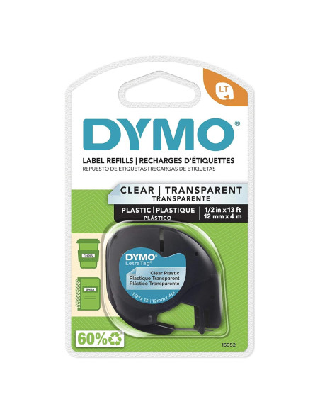 Cinta de Etiquetado DYMO LetraTag Transparente 1.27 cm x 3.66 m Cinta de Etiquetado DYMO LetraTag Transparente 1.27 cm x 3.66 m