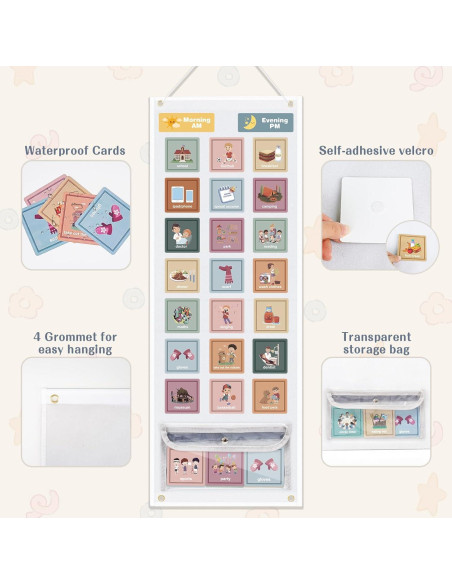 Horario Visual para Niños Joyreal con 135 Tarjetas Boho Horario Visual para Niños Joyreal con 135 Tarjetas Boho