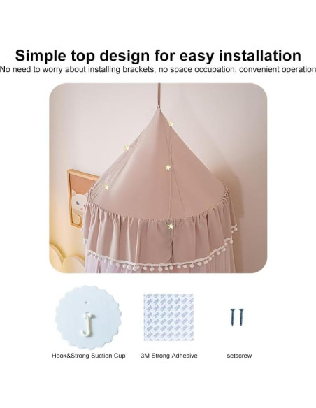 Dosel para Cama de Niñas URMAGIC Rosa Claro con Luces 2 Capas Dosel para Cama de Niñas URMAGIC Rosa Claro con Luces 2 Capas