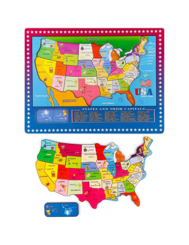 Rompecabezas de Mapa de EE. UU. de Madera Wondertoys 46 Piezas
