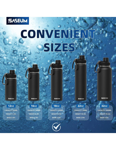 Botella de Agua Deportiva SASEUM 550ml Acero Inoxidable Azul Botella de Agua Deportiva SASEUM 550ml Acero Inoxidable Azul