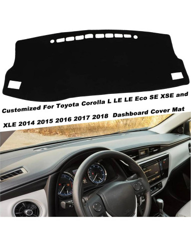 Cubierta de tablero KEEGTBOX para Toyota Corolla 2014-2018 Bisel Negro