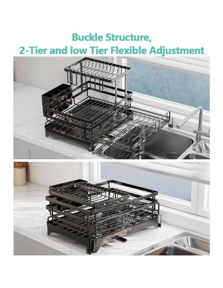 Escurridor de Platos 2 Niveles HANLE Acero Inoxidable Negro Escurridor de Platos 2 Niveles HANLE Acero Inoxidable Negro