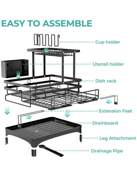 Escurridor de Platos 2 Niveles HANLE Acero Inoxidable Negro Escurridor de Platos 2 Niveles HANLE Acero Inoxidable Negro