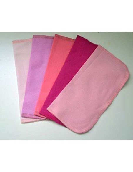 Juego de 5 paños de franela ecológicos 20x20 cm Rosa y Púrpura Juego de 5 paños de franela ecológicos 20x20 cm Rosa y Púrpura