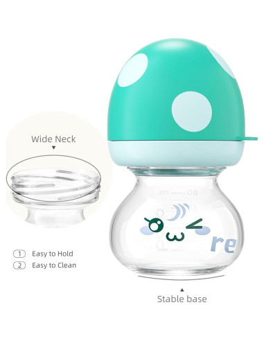 Botellas de vidrio YOHKOH para bebés 80ml con tetina flujo lento