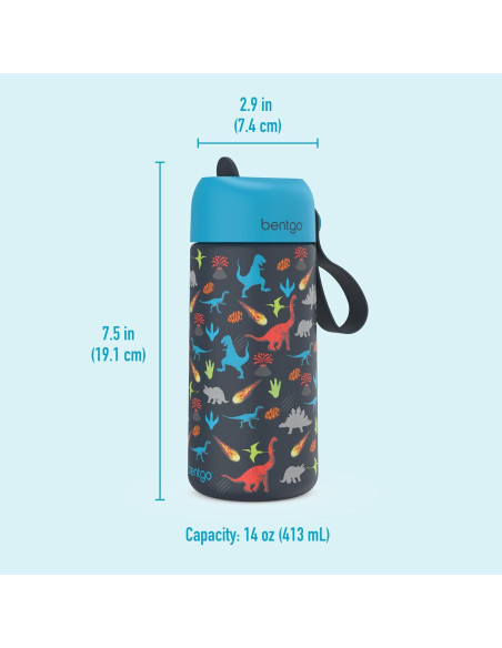 Botella de Agua Aislada Bentgo Kids 414 ml Dinosaurio - A Prueba de Fugas Botella de Agua Aislada Bentgo Kids 414 ml Dinosaurio - A Prueba de Fugas