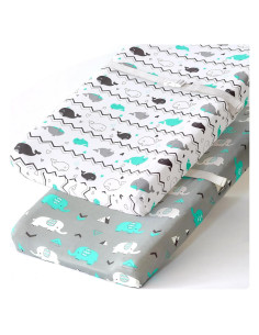 Fundas de Cambiador Elástico Brolex Elefante y Ballena 81x41cm