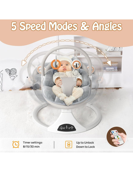 Columpio Bluetooth para Bebés FEITIONG 5 Velocidades 0-12M Columpio Bluetooth para Bebés FEITIONG 5 Velocidades 0-12M