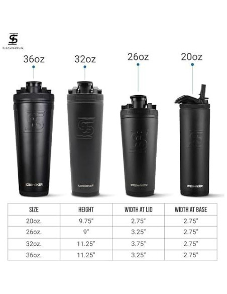 Botella Agitador Acero Inoxidable Ice Shaker 0.95L Negro Botella Agitador Acero Inoxidable Ice Shaker 0.95L Negro