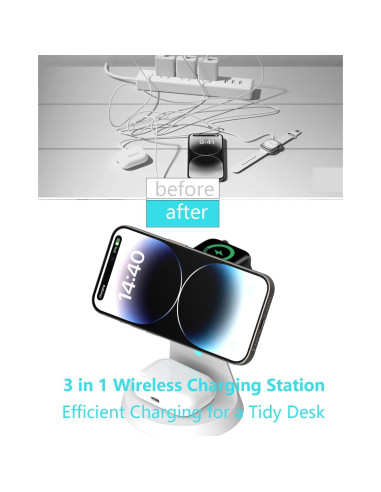 Cargador Inalámbrico 3 en 1 Utotrip para iPhone, Apple Watch y AirPods