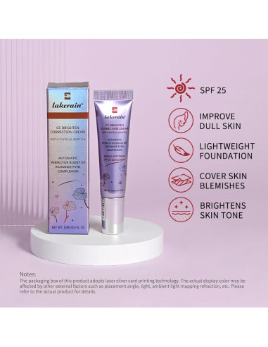 Crema Correctora CC Brighten Lakerain - Hidratante Púrpura 17.8g