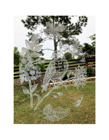 Vinilo Decorativo DCentral Pájaro y Mariposa 20x30 cm