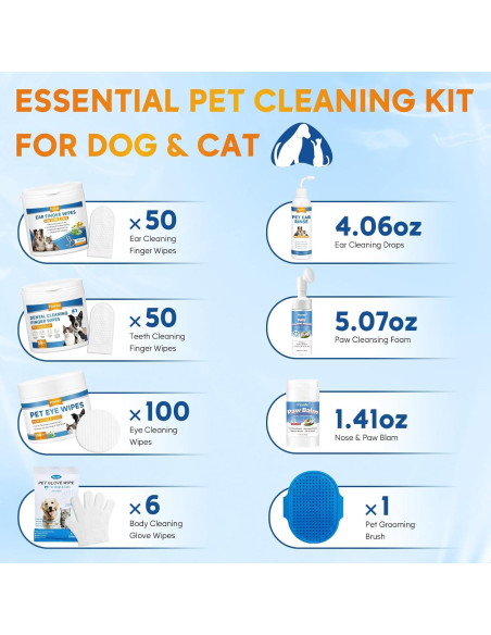 Kit de Limpieza para Perros Pjordo - Toallitas y Limpiadores