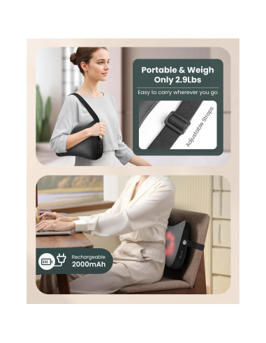 Masajeador de Espalda Shiatsu Snailax SL-145-3 Inalámbrico