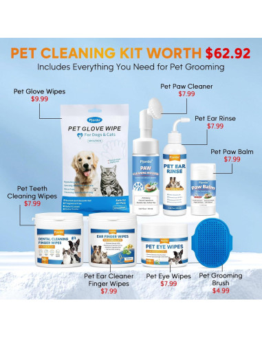 Kit de Limpieza para Perros Pjordo - Toallitas y Limpiadores