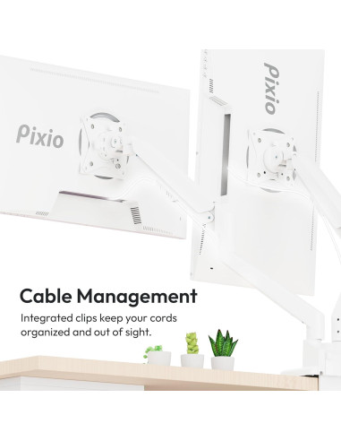 Soporte de brazo para monitor dual Pixio PS1D Wave Blanco - Hasta 32" y 9kg