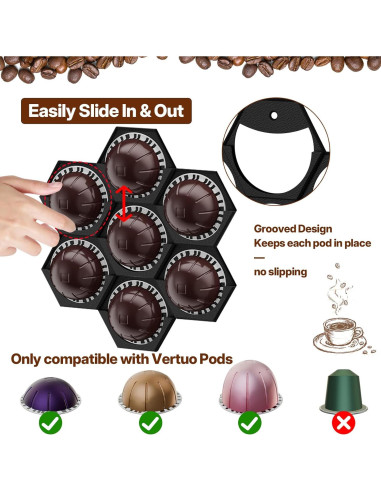 Soporte para cápsulas de café XSHINOVA Vertuo 3 Pack - Almacena 21 cápsulas