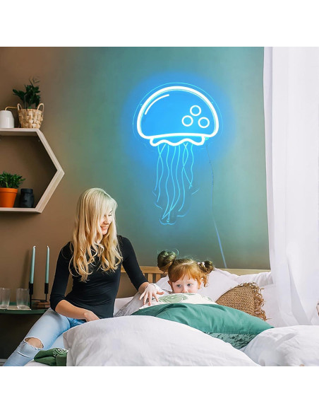 Luz de Neón Medusa WELLTELL 32.5x21.8 cm Azul Hielo USB Luz de Neón Medusa WELLTELL 32.5x21.8 cm Azul Hielo USB