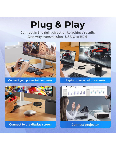 Adaptador HDMI USB-C Guermok para Switch 2 8K 60Hz 100W Negro Adaptador HDMI USB-C Guermok para Switch 2 8K 60Hz 100W Negro