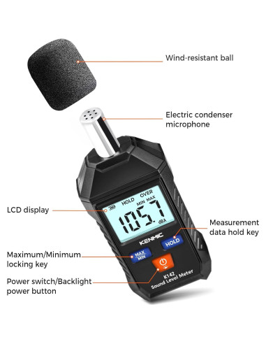 Medidor de Decibelios Digital KENMIC K142 - Rango 35-130 dB
