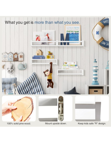 Estanterías Flotantes Forbena Set de 4 Blancas para Libros