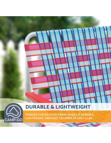 Silla Plegable Doble Ancha CAMP&GO para Exterior Azul/Rojo Silla Plegable Doble Ancha CAMP&GO para Exterior Azul/Rojo